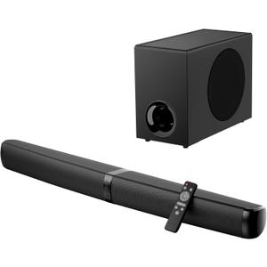 Sound Bar with Subwoofer, Soundbar for TV Speaker Sonicwave 2.1 CH 120W Detachable 2-in-1 Home Audio System with DSP Bluetooth 5.3 Soundbar, ARC/Optical/AUX for Movies Music Gaming