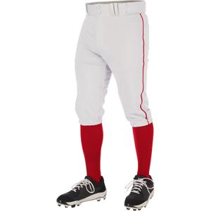 CHAMPRO Triple Crown 2.0 Baseball Knickers with Braid (Small, White, Scarlet)