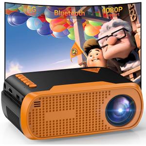 Mini Projector with WiFi and Bluetooth, Vamvo Native 1080P Portable Outdoor Movie Projector, 4K Support Video Projector for Phones/TV Stick/PS5/Laptop/HDMI/USB (Yellow)