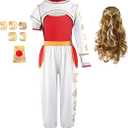 Zombie High 3-13Years Girls Costume Kid Halloween Cosplay Outfits Cheerleader Mesh Top Pant Hooded Coat 3PCS Uniform