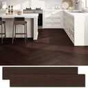 Peel and Stick Vinyl Floor Tiles Upgraded 0.07-Inch 36" x 6", 54 Sq. Ft. 36-Pack, Wood Look Waterproof Self-Adhesive Flooring Planks, DIY Flooring for Kitchen, Bathroom, Living Room, RV, Dark Brown