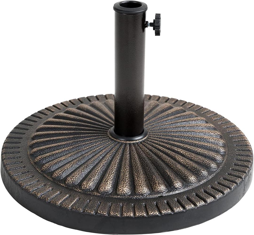 C-Hopetree 40 lb Heavy Duty Round Base Stand for Outdoor Patio Market Table Umbrella, Bronze