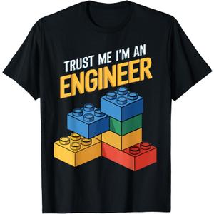 I'm an Engineer Kids Brick Builder Bricks Building Blocks T-Shirt, Size S
