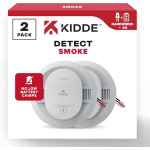 Kidde Hardwired Smoke Detector, AA Battery Backup, Interconnectable, LED Warning Light Indicators, 2 Pack