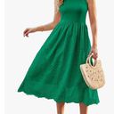 GRACE KARIN Women's Summer Sleeveless Tank Dress A Line Midi Dress Eyelet Crewneck Casual Holiday Dress with Pockets M