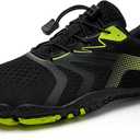 WateLves Water Shoes Men Women Beach Barefoot Aqua Socks Breathable Wide Swim Outdoor Walking Anti Slip Pool Shoes for Hiking Kayaking Diving Surfing (B-black/Green, 39)