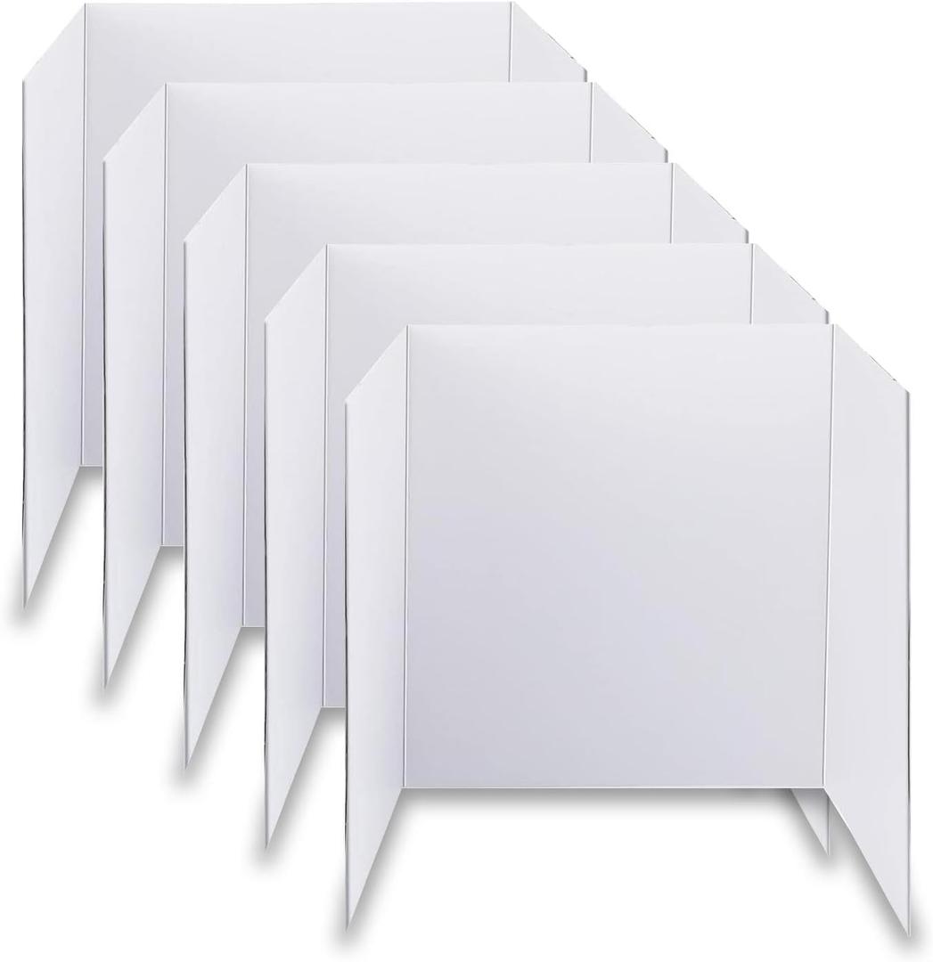LonlyEagle Trifold Poster Board, 24" x 16", 5-Pack, White Corrugated Project Boards for Science Fairs, School Projects, Event Displays, and Business Presentations