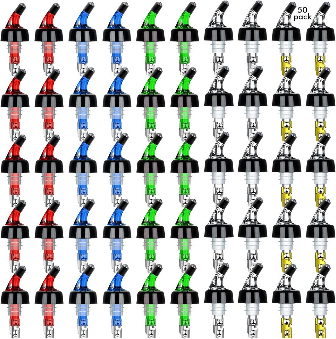 SuproBarware Automatic Measured Bottle Pourer Liquor Bottle Pourer Quick Shot Dispenser 1oz Liquor Pour Spout for Alcohol,Wine,Spirits, Home Bar Kitchen Tools 50 Pack
