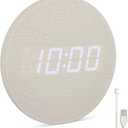 Minimalist LED Digital Wall Clock  USB Powered | Grey Lenin Style | 12/24 Hour, Night Mode, Silent Clock | Room Decor for Living Room, Bedroom, Classroom, Office (9 in)
