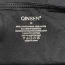 QINSEN Women's V Neck Tank Tops Double Lined Adjustable Strap Camisole Shirt (Medium, Black)