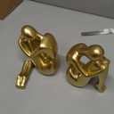 Xmeden Gold Decor Women Statue, Thinker Girl Sculptures, Modern Abstract Art Accents, Golden Resin Collectible Figurines for Living Room Bedroom Bookshelf Coffe Table, Resin, 1Piece