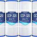 CCP320 Pool Filter Cartridges Replaces Pentair Clean & Clear Plus 320
Compatible with Pentair R173573, Pleatco PCC80-PAK4, 20 1/6" x 7", 4-Pack, 320 sq. ft.