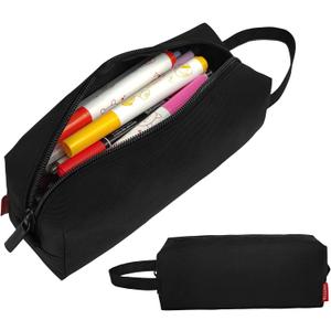Fmeida Pencil Case Pouch - Water Resistant Pencil Pouch Portable Pencil Bag Simple Office Stationery Pouch with Handle Back to School Supplies - Black