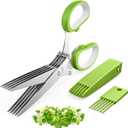 2025 Upgraded Herb Scissors, Effortless Herb Shears Cutter Tool with Sharp Stainless Steel Blades for Fresh Herbs, Must-Have Kitchen & Cooking Gadget, Green