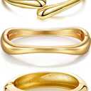 MTINEAPS 3 PCS Gold Bangle Bracelets Set for Women Teens Trendy Chunky Adjustable Twist Cuff Bracelet Jewelry Gifts