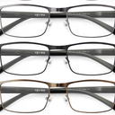 BLS Businessman Rectangular Reading Glasses - Professional Durable Readers - Blue-Light Blocking Lenses + 0.5