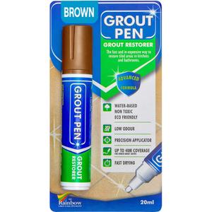 Grout Pen Brown Tile Paint Marker: Waterproof Grout Paint, Tile Grout Colorant and Sealer Pen - Brown, Wide 15mm Tip (20mL)