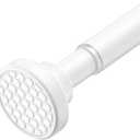 AIZESI Shower Rod Tension 42-98 Inch, Shower Rods For Bathroom Adjustable No Drillimg Tension Shower Curtain Rod Anti-Rust Shower Curtain Rods Long Shower Rod (White)