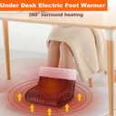 CYFIE Foot Warmer Under Desk - Electric Heating Pad for Women Men, Feet Warmers with 10 Heat & 3 Timer Settings, Auto Shut-Off, Washable Winter Christmas Gifts for Home Office Use(Brown)