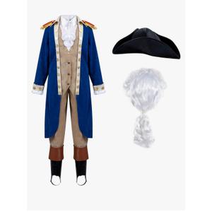 Spooktacular Creations George Washington Costume for Kids, Colonial Boys Costume with Wig and Hat for Halloween DressUp Party
