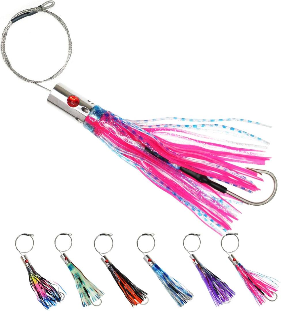 VIKETECH 10 6oz Stainless Deep Sea Fishing Trolling Lure for Marlin Tuna Mahi Mahi Wahoo Sailfish Dolphin Saltwater Offshore Big Game Trolling Lures Included Mesh Bag (Pink)