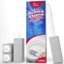 W&E Choice Toilet Pumice Stone 4 Pack, Pumice Stone for Bathtub Cleaning with Extra Long Handle, Toilet Brush for Cleaning Toilets, Bathtubs, Grills, Swimming Pools, Sinks