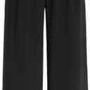 CIDER Solid High Waist Pleated Wide Leg Trousers (XL, Black)
