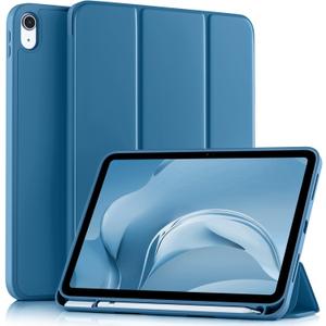 Akkerds Compatible with iPad (A16) 11th Generation Case 11 Inch 2025, for iPad 10th Generation Case 10.9 Inch 2022 with Pencil Holder, Slim Trifold Stand Protective Cover with Soft TPU Back, Bluemist