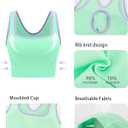 RUNNING GIRL Sports Bras for Women High Support,Seamless Ribbed Longline High Neck Sports Bra Racerback Padded Crop Top Yoga (Green, M)