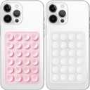 Galundge 2 Pack Silicone Suction Phone Case Mount, Non Slip Sticky Grip, Silicon Adhesive Suction Cup Mount, Strong Grip Holder for Selfies and Videos (LightPink&Translucent)