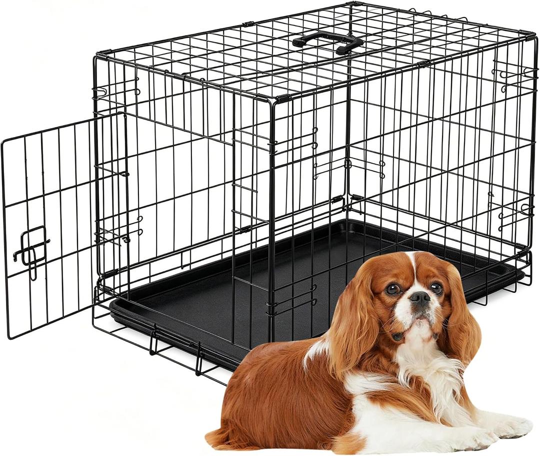 DUMOS 30 Inch Dog Crate, Foldable Puppy Small Medium Dog Cage Pet Kennel