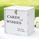 White Wedding Card Box with Slot & Lock, Elegant Wedding Card Boxes for Reception Money Envelope Cash Cards, Large DIY Wedding Gift Box for Engagement Anniversary Bridal Shower Table Decor