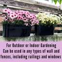 LaLaGreen Deck Railing Planter Box (17 Inch, 4 Pack) Large Black Metal Window Flower Boxes Outdoor, Wall Hanging Planters Plant Holder Hooks Fence Rail Buckets Countryside Boho Style Wall Mount Decor