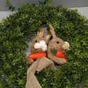 22" Spring Easter Wreath for Front Door - Easter Bunny Wreath - Artificial Green Boxwood Wreath with Burlap Bow & Sisal Bunnies - Spring Easter Holiday Decor for Home Door, Porch, Wall, Window