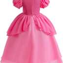 BanKids Princess Costume for Girls Dress up Outfit with Crown Gloves Earring Stars Wand 4-5 Years(P03, 110CM)