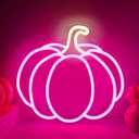 Pink Halloween Neon Signs for Wall Decor Pink Pumpkin Neon Light Led Signs for Bedroom Wall Dimmable Led Pumpkin Lights Up Sign for Girls Room Thanksgiving Party Pinks Halloween Decorations