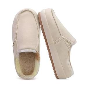 KuaiLu Womens Clog Slippers Cozy Suede Warm Plush Lined Arch Support Faux Fur House Ladies Bedroom Slippers Comfy Orthopedic Memory Foam Plantar Fasciitis Home Indoor Outdoor Shoes Beige US8.5