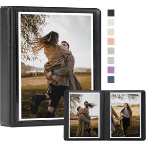 Small Photo Album 4x6 Photo 36 Pockets Plastic Customizable Cover, Mini Portable Photo Book 4x6 Pictures for Wedding Family and Travel (Black) (1 Pack)
