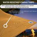 FoundGo 10x20ft Canvas Tarp 22 Mil Tarps 14 oz Canvas Tarpaulin Heavy Duty Cloth Water/UV Resistant Cover with Rustproof Grommets & Ropes for Cars,Roofs,Boats,Camps,Sunshades，Moisture Barrier -Tan