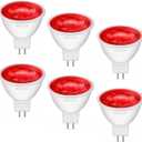LED MR16 Red Light Bulb 4W, 20W 35W 50W Halogen Equivalent, 12V Low Voltage GU5.3 Bi-Pin Led Red Bulbs for Christmas Outdoor Landscape Yard Garden Tree Pool Holiday Lighting, 38 Deg, 6 Pack