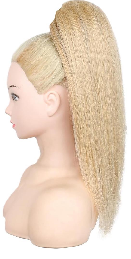 SEIKEA Cheer Ponytail Hair Piece, 18" Straight Cheerleader Hairpiece Ponytail Extension for Cheer Competitions, Dance, Costume, Dress up, Soft Natural Look for Teens Girls Light Blonde/Blonde