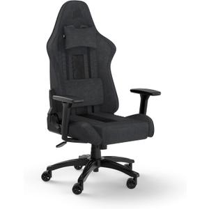 Corsair TC100 Relaxed Gaming Chair - Fabric - Racing-Inspired Design - Lumbar Pillow - Detachable Memory Foam Neck Pillow - Adjustable Seat Height - Adjustable Armrests - Gray and Black