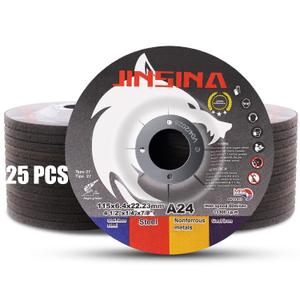 Grinding Wheel 25 PCS, 4-1/2" Grinding Wheels for Metal, Steel, Stainless Steel & Cast Iron, Aluminum Oxide Grinding Discs for Angle Grinder, Aggressive & All-Purpose Grinding (4-1/2"1/4"7/8")