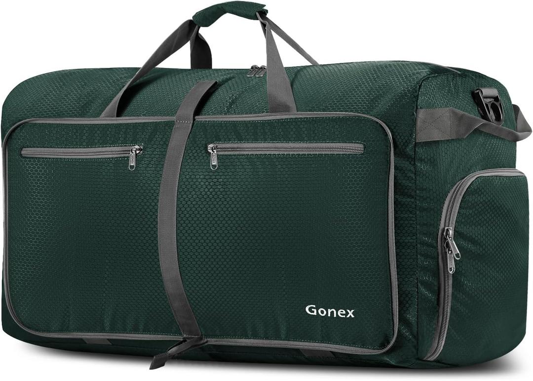 Gonex Large Foldable Travel Duffle Bag with Shoes Compartment, Packable Lightweight Water Repellent Duffel Bag for Camping Gym Weekender Bag