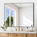 Black Bathroom Mirror for Wall, 30x36 Inch Rectangle Mirrors with Metal Frame, Modern Vanity Wall Mirror Decor for Entryway Hangs, Bathroom Living Room Horizontal or Vertical