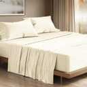 THREAD SPREAD 100% Egyptian Cotton King Size Sheets Set - Luxury 1200 Thread Count Egyptian Cotton Sheets King Size, 17" Deep Pocket, Silky Soft, Cooling Sateen Weave Hotel Quality Bedding Set - Ivory