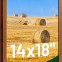 14x18 picture frame,Distressed Farmhouse Wood Pattern 14x18 frame,Display with Plexiglass,Horizontal and Vertical frame 14 x18,Wall Mount Dcor,Teak Wood Grain,1Pack