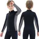 Kids Wetsuit Top Jacket for Boys Girls Toddler Youth, Children's Wet Suit Shirt Neoprene 3mm Long Sleeve Front Zipper Swimsuit for Swimming Surfing Dive Snorkeling Water Sports (10)