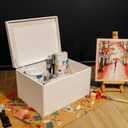 Creative Deco Large White Wooden Box Storage with Hinged Lid | 15.8x11.8x9.44in (+-0.5) | Keepsake Gift Box Storage Document | Wood Chest Trunk PRODUCT NOT INTENDED FOR 15 YEARS OR BELOW