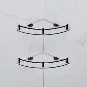 Glass Shelf Bathroom Floating Shower Corner Shelves Shampoo Holder with Rail Wall Esquinero para Bao for Inside Shower 2 Pack